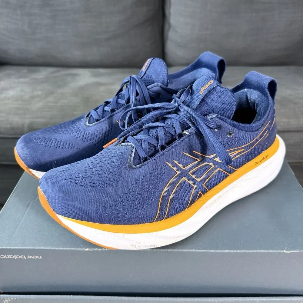 Asics Gel Nimbus 25 Deep Ocean Bright Orange Running Shoes Men's Size 11